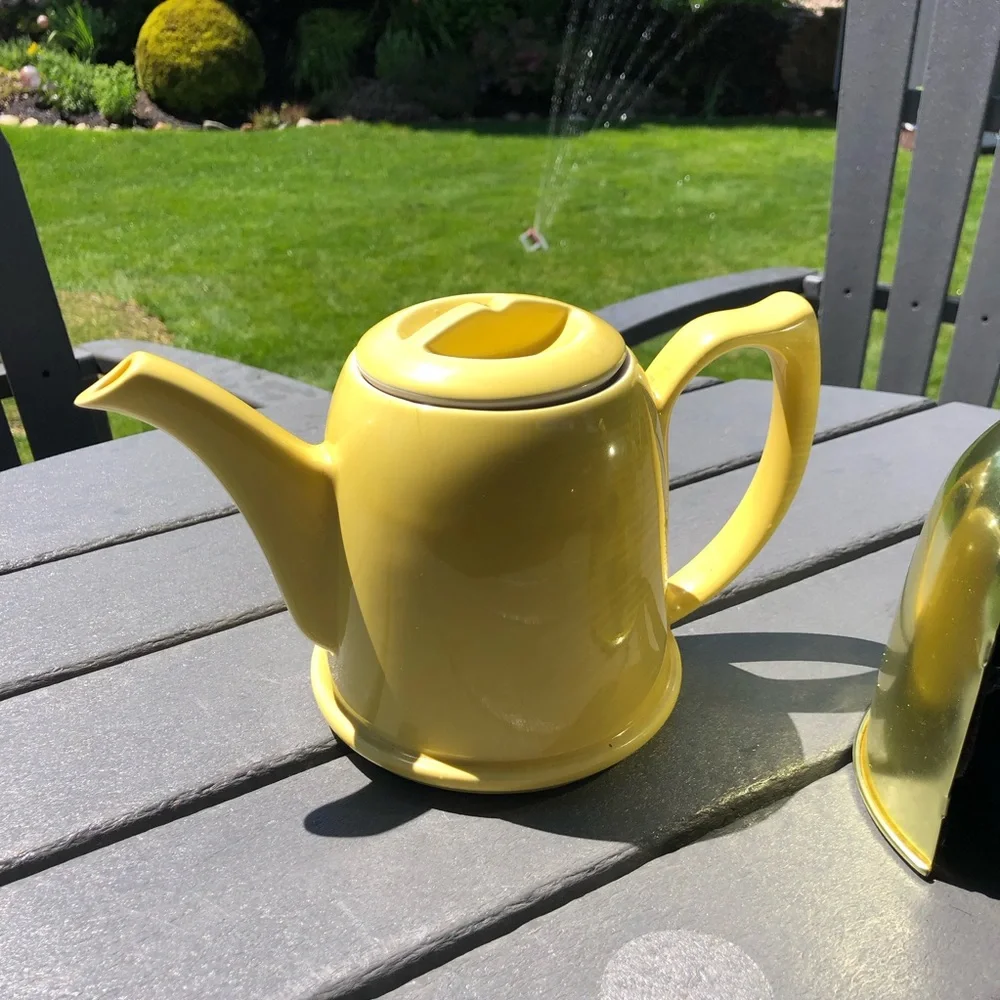 Vintage Hall pottery teapot MCM with aluminum felt lined warming cover- USA made